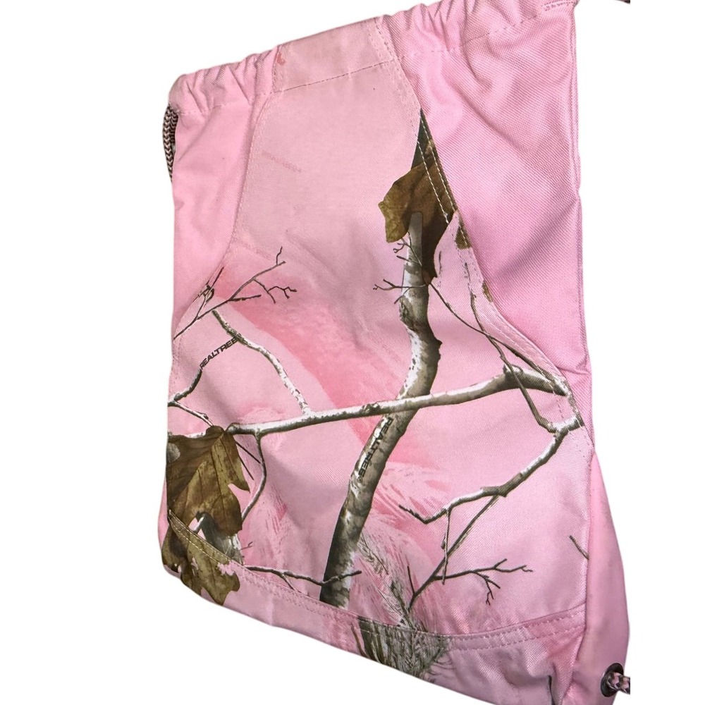 Realtree Pink Camo Drawstring Backpack Sackpack Canvas Bag‎ with Interior Pocket